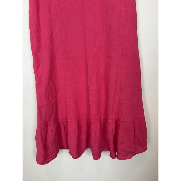 Terzo Millennio Made In Italy 100% Linen Pink Ruffle Hem Dress Size Small NWT - Picture 3 of 10